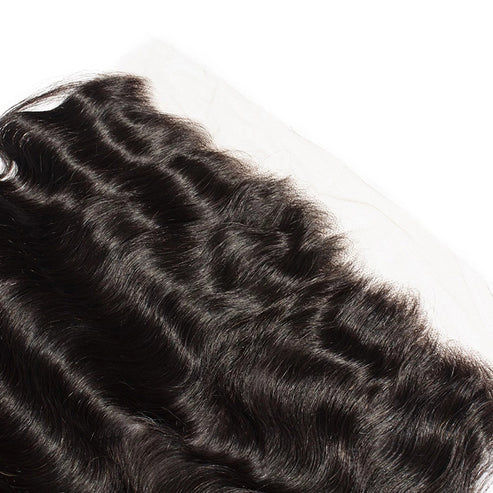 Thumbnail: 14-20 Inch 13" x 4" HD Body Wavy Free Parted Frontal #1B Natural Black