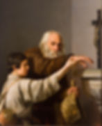 Tadas Goreckis (1825–1868). Aklas elgeta su berniuku. 1843. Drobė, aliejus. Lietuvos nacionalinis dailės muziejus. T 850