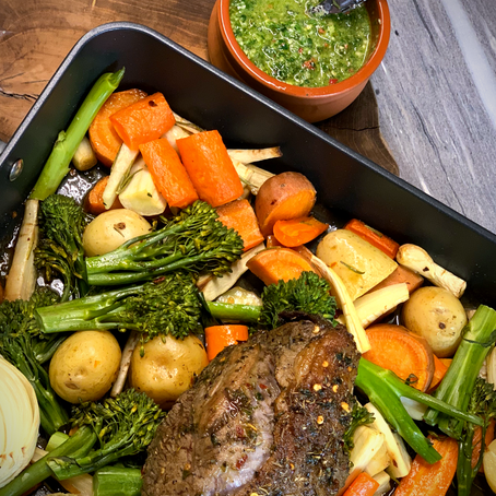 Roast Beef & Vegetables (with Chimichurri Sauce) 