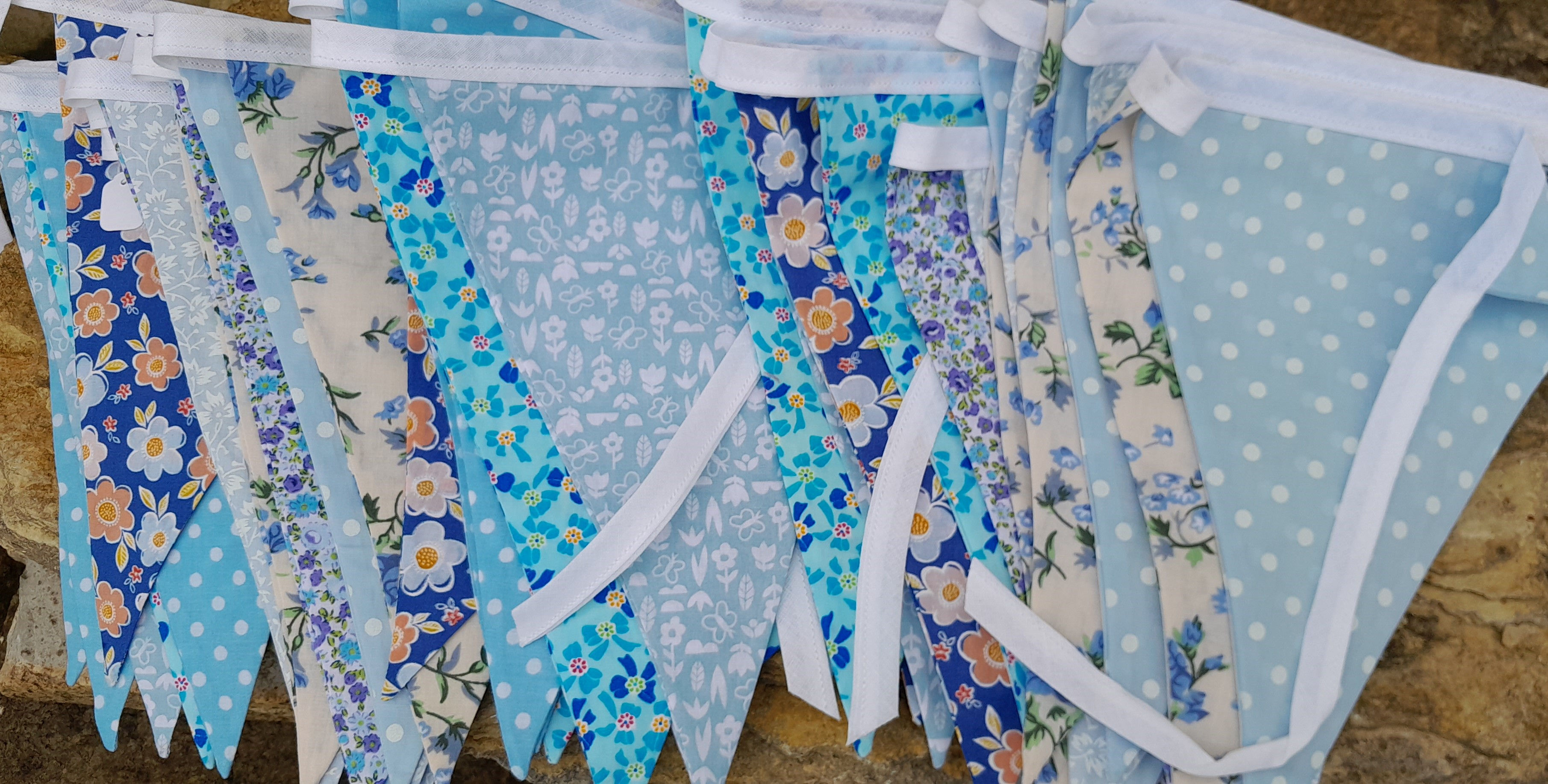 BLUE FLORAL BUNTING - handmade, 3 themed lengths with various blue floral design