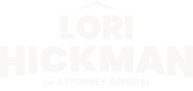 Lori Hickman, candidate for Idaho Attorney General, white logo