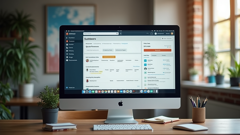 High angle view of a computer screen showing a community forum dashboard