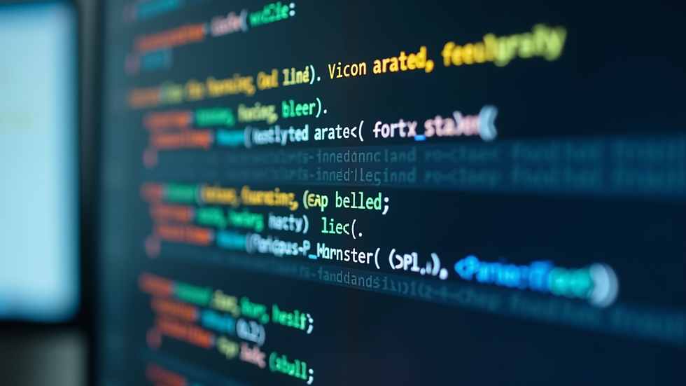 Close-up view of a computer screen showing code and healthcare data