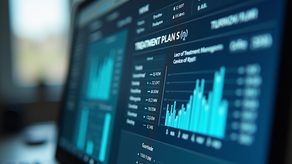 Close-up view of a computer screen showing a digital treatment plan interface