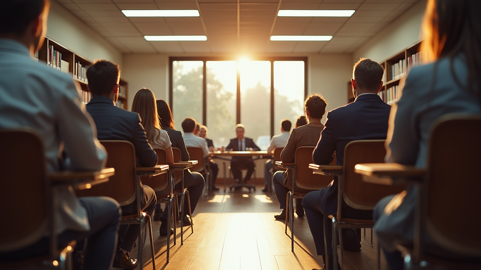 Eye-level view of a community meeting in a local library