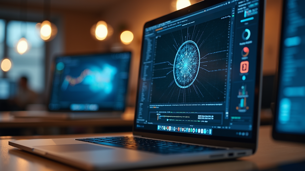 Eye-level view of a laptop screen showing AI content generation software