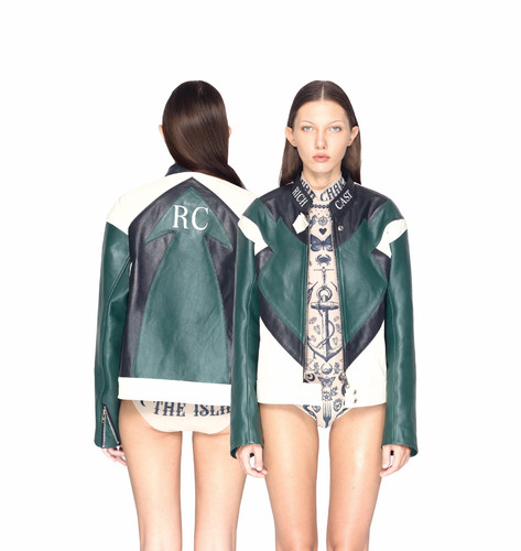 Rich Cast Leather Racing Jacket - Rich Cast Green | mysite