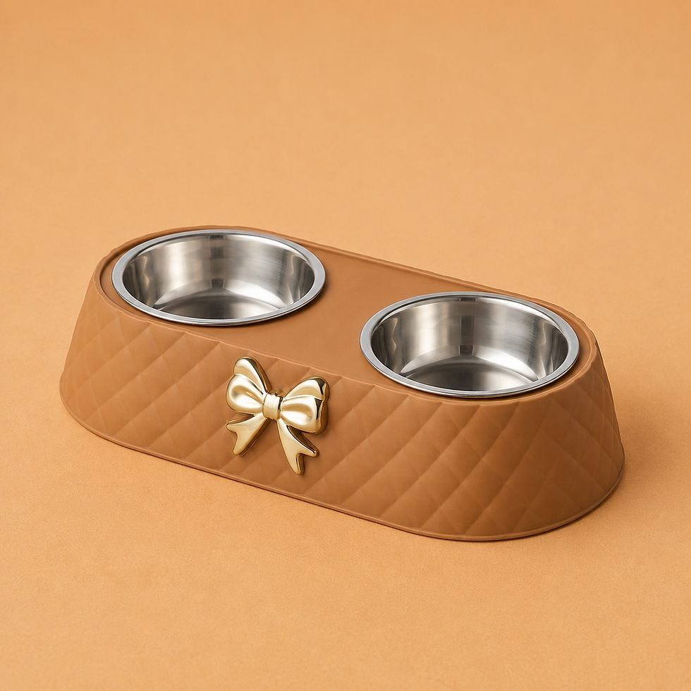 Thumbnail: Luxury Double Pet Feeding Bowl with Stainless Steel Inserts