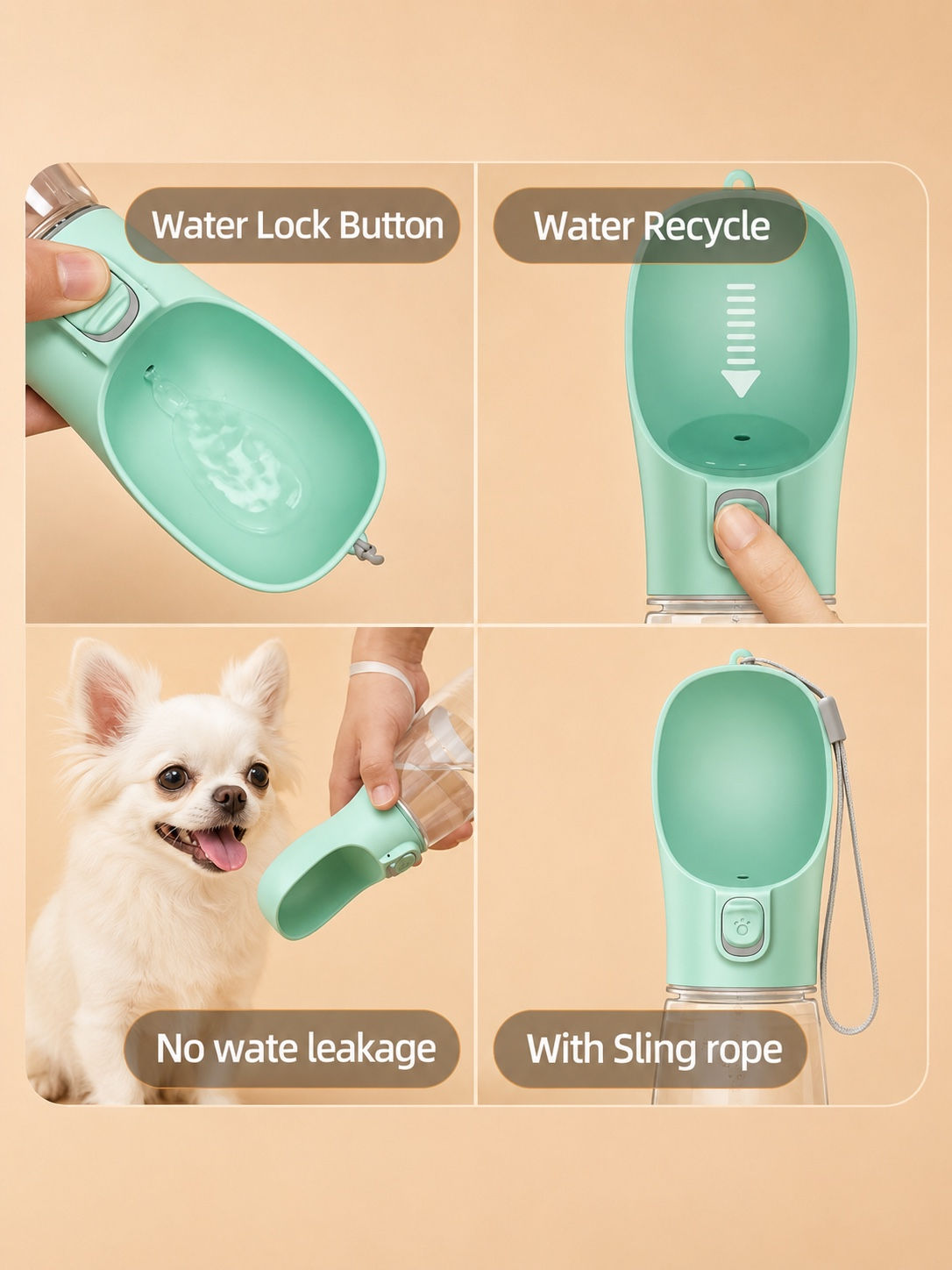 Portable Leakproof Dog Water Bottle for Walks & Travel