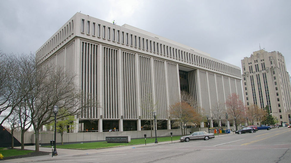 Eye-level view of a courthouse building in Metro Detroit