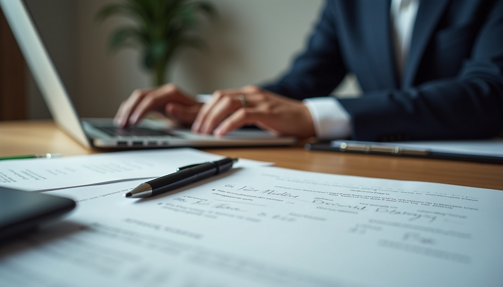 A disability lawyer helping an applicant file for disability benefits at his desk.