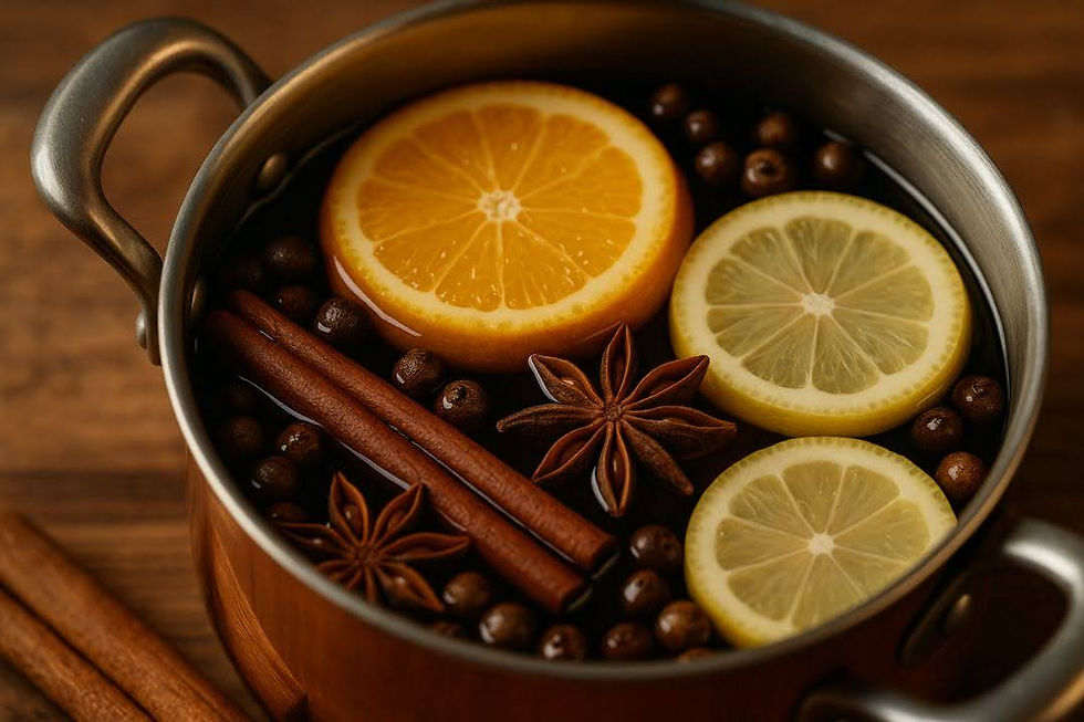 Simmer pot with citrus, cinnamon, and star anise