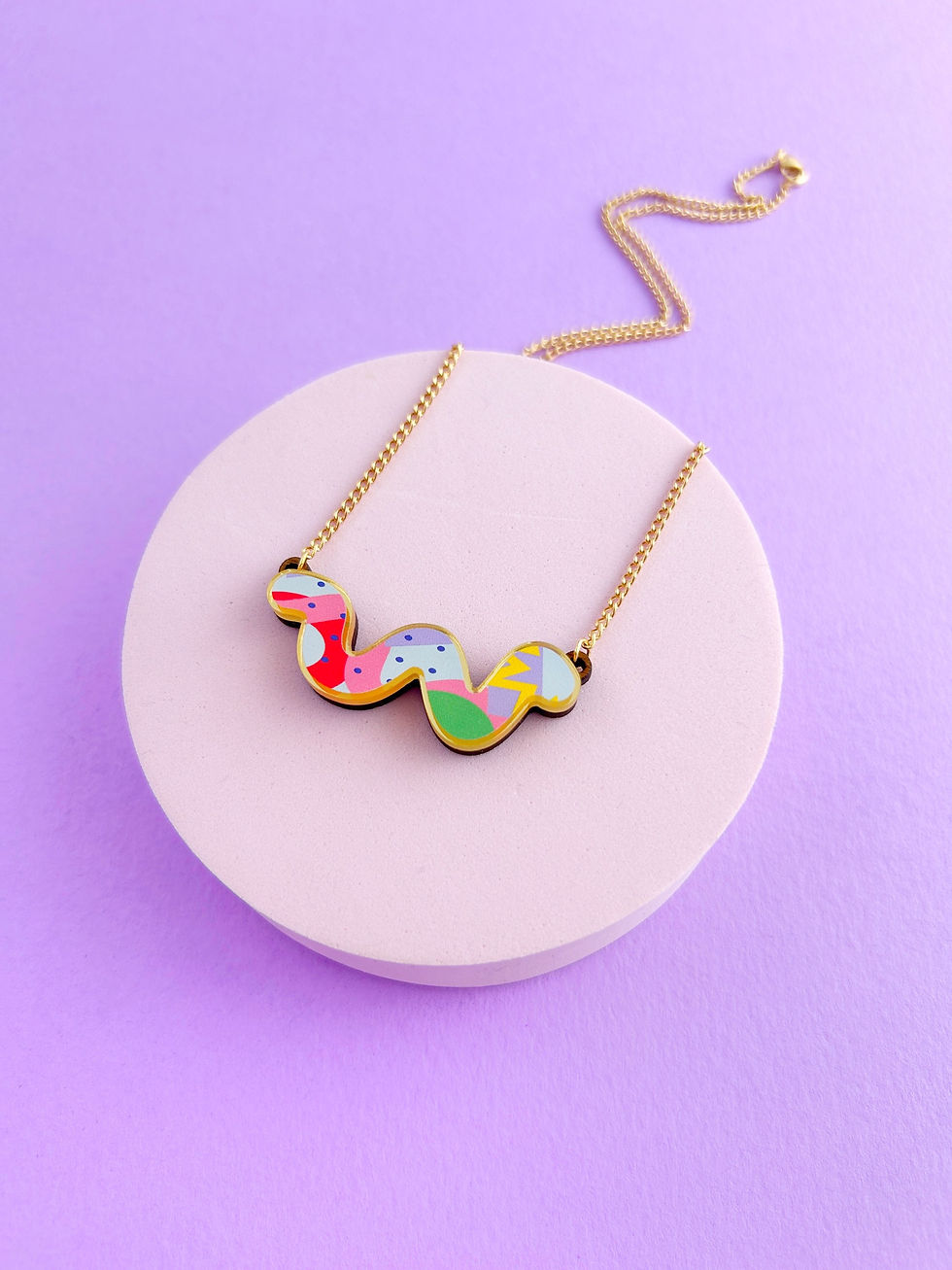 Thumbnail: Colourful acrylic wiggle necklace 