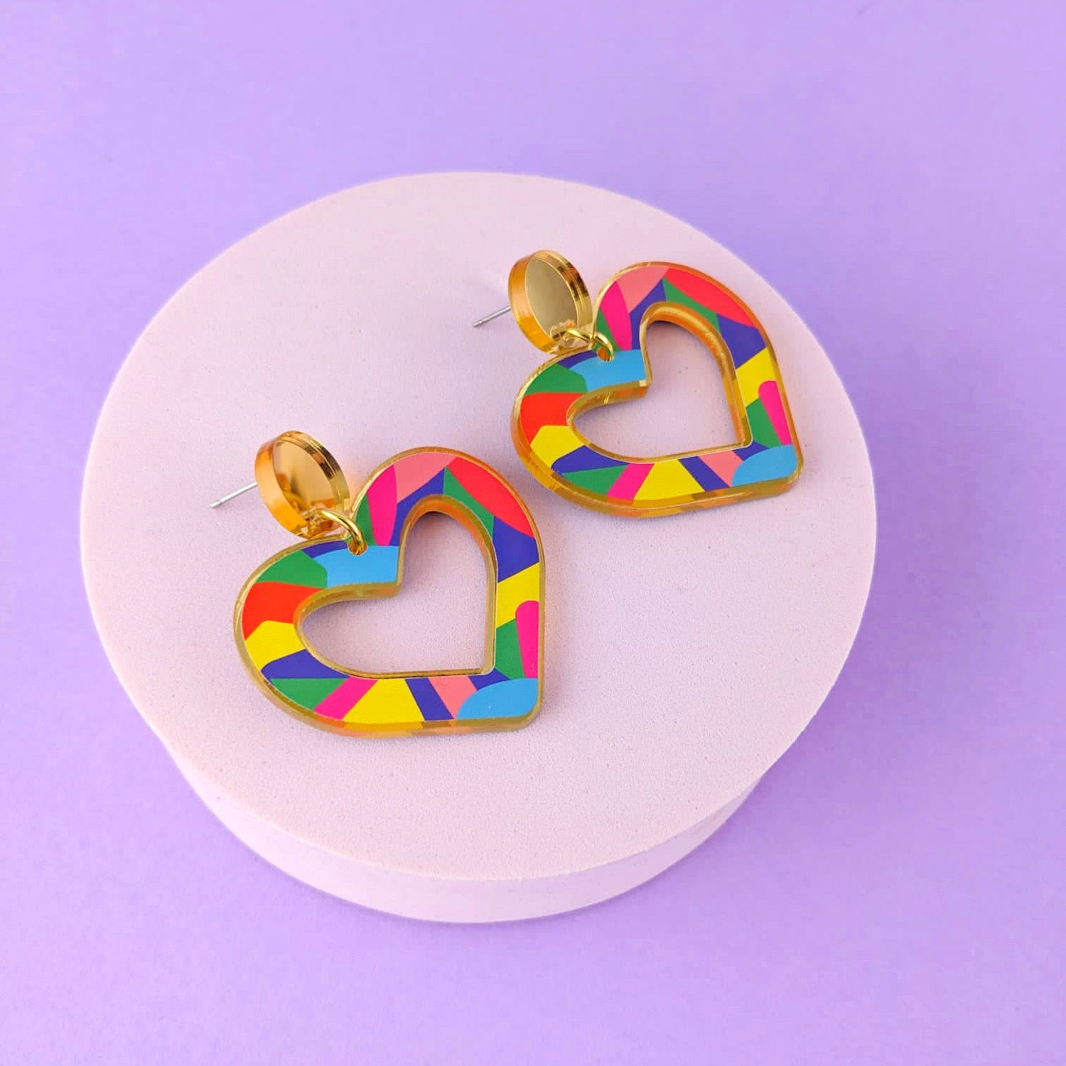 colourful heart earrings