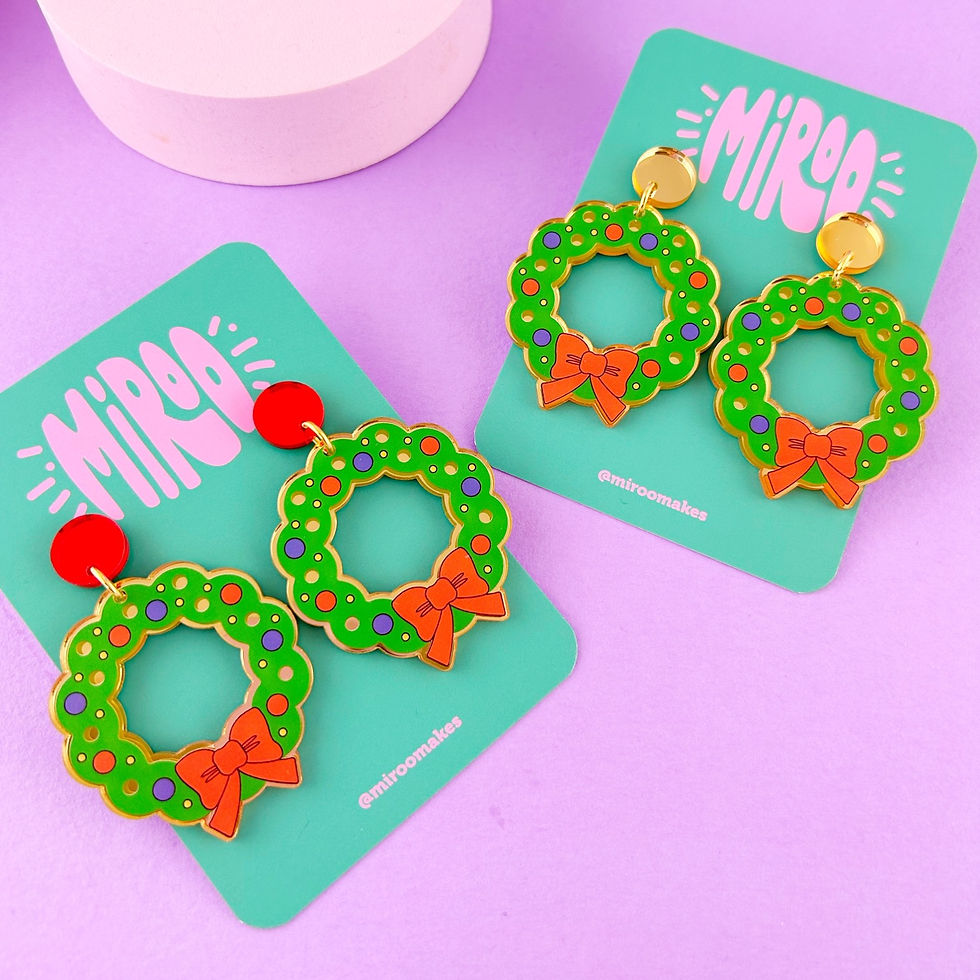 Thumbnail: Christmas wreath earrings