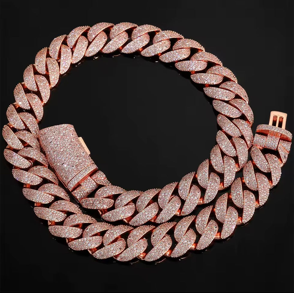 Thumbnail: 22MM Diamond Cuban Chain Curved Flip Buckle Chain Iced Out Zircon Cuban link