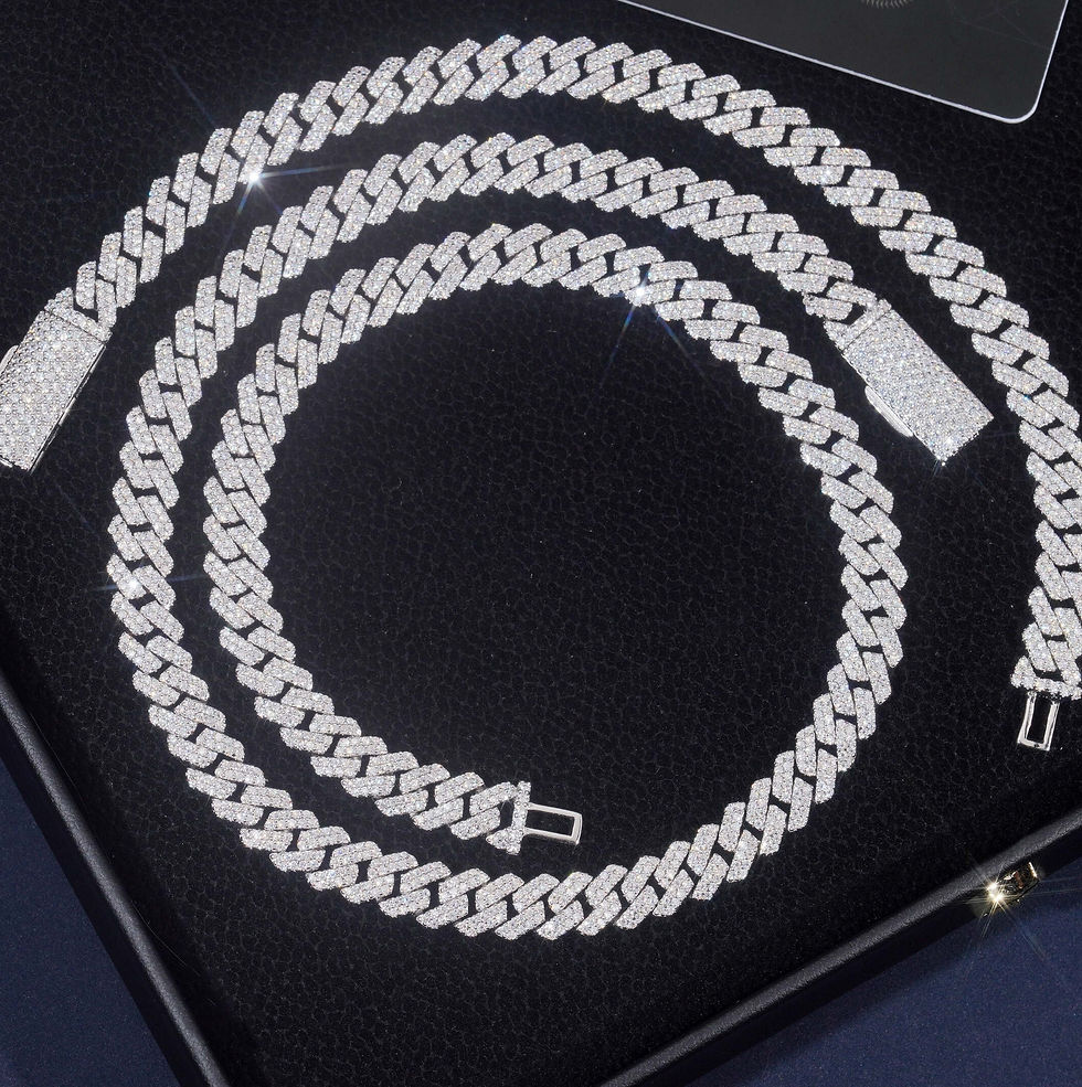 Thumbnail: 8mm Hip Hop Custom Jewelry VVS Moissanite Cuban Link Chain Necklace 925S