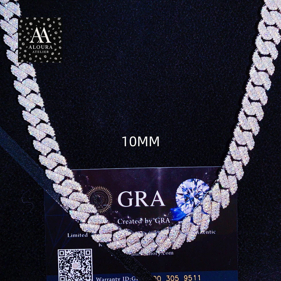 Thumbnail: 10mm Moissanite Chain Cuban Links Prong Chain Pass Diamond Tester