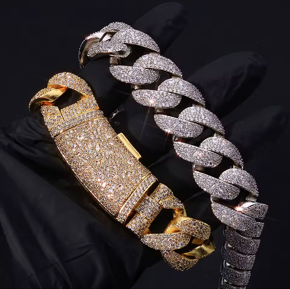 Thumbnail: 22MM Diamond Cuban Chain Curved Flip Buckle Chain Iced Out Zircon Cuban link