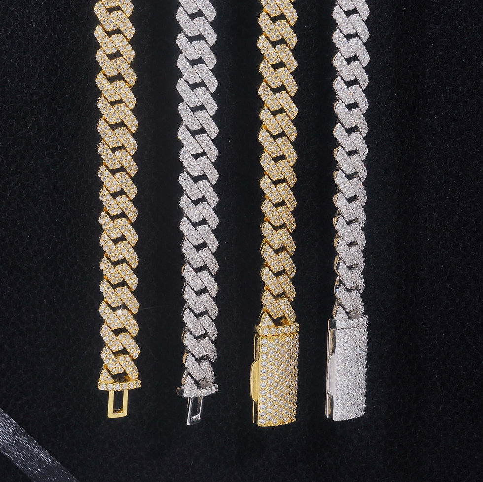 Thumbnail: 8mm Hip Hop Custom Jewelry VVS Moissanite Cuban Link Chain Necklace 925S