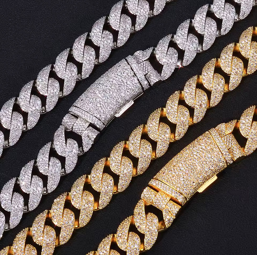 Thumbnail: 22MM Diamond Cuban Chain Curved Flip Buckle Chain Iced Out Zircon Cuban link