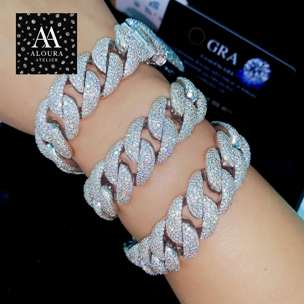 Thumbnail: Mosaic Setting 18mm Bracelet Moissanite Pass Diamond Tester 925 Miami Cuban 