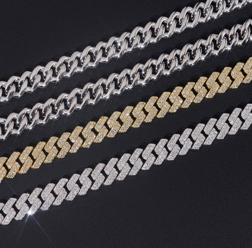 Thumbnail: 8mm Hip Hop Custom Jewelry VVS Moissanite Cuban Link Chain Necklace 925S