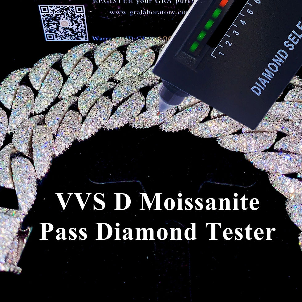 Thumbnail: Mosaic Setting 18mm Bracelet Moissanite Pass Diamond Tester 925 Miami Cuban 