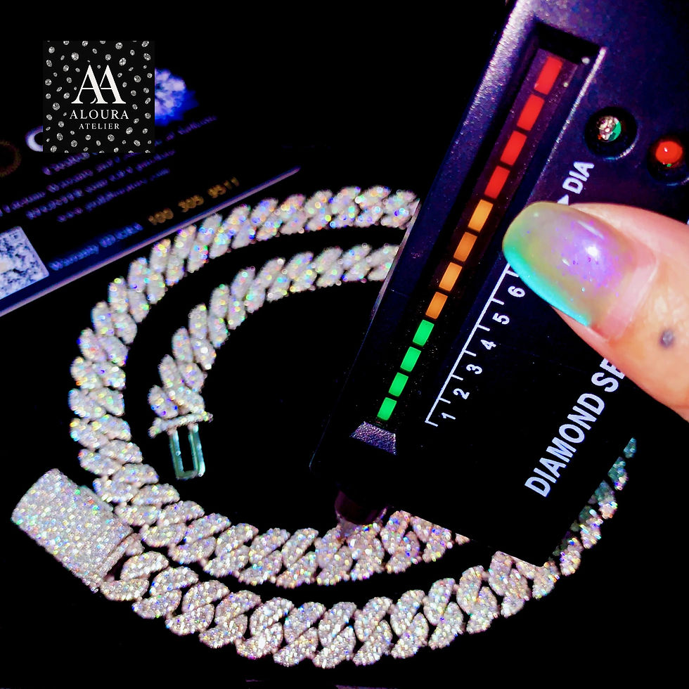 Thumbnail: 10mm Moissanite Chain Cuban Links Prong Chain Pass Diamond Tester