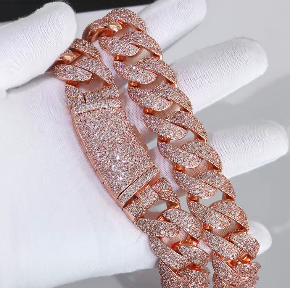 Thumbnail: 22MM Diamond Cuban Chain Curved Flip Buckle Chain Iced Out Zircon Cuban link