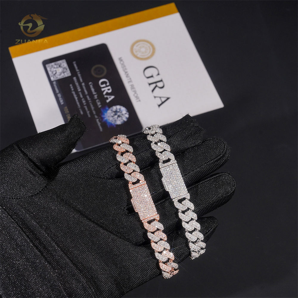 Thumbnail: 10mm Moissanite Chain Cuban Links Prong Chain Pass Diamond Tester