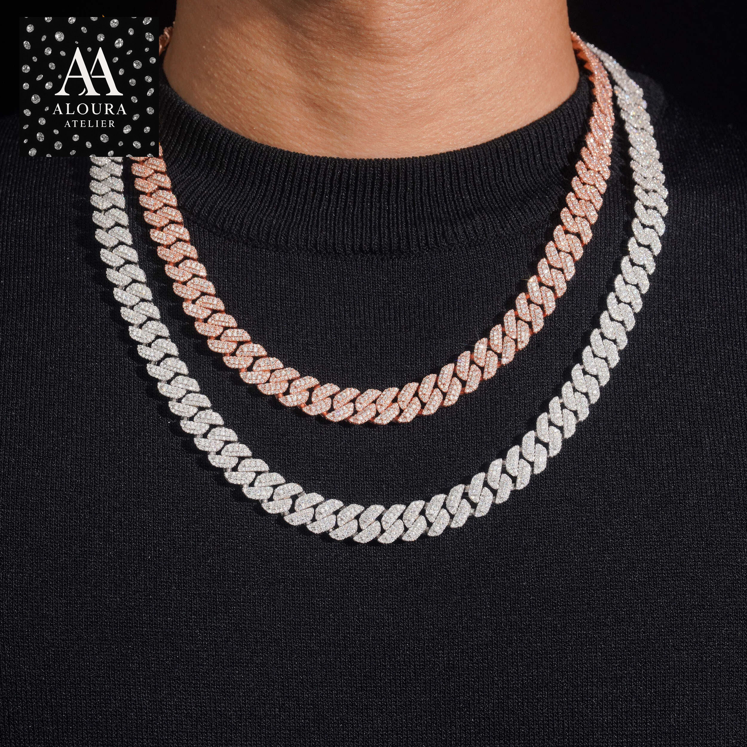 10mm Moissanite Chain Cuban Links Prong Chain Pass Diamond Tester