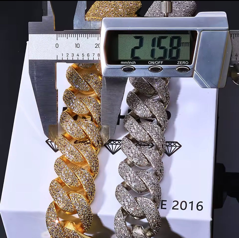 Thumbnail: 22MM Diamond Cuban Chain Curved Flip Buckle Chain Iced Out Zircon Cuban link