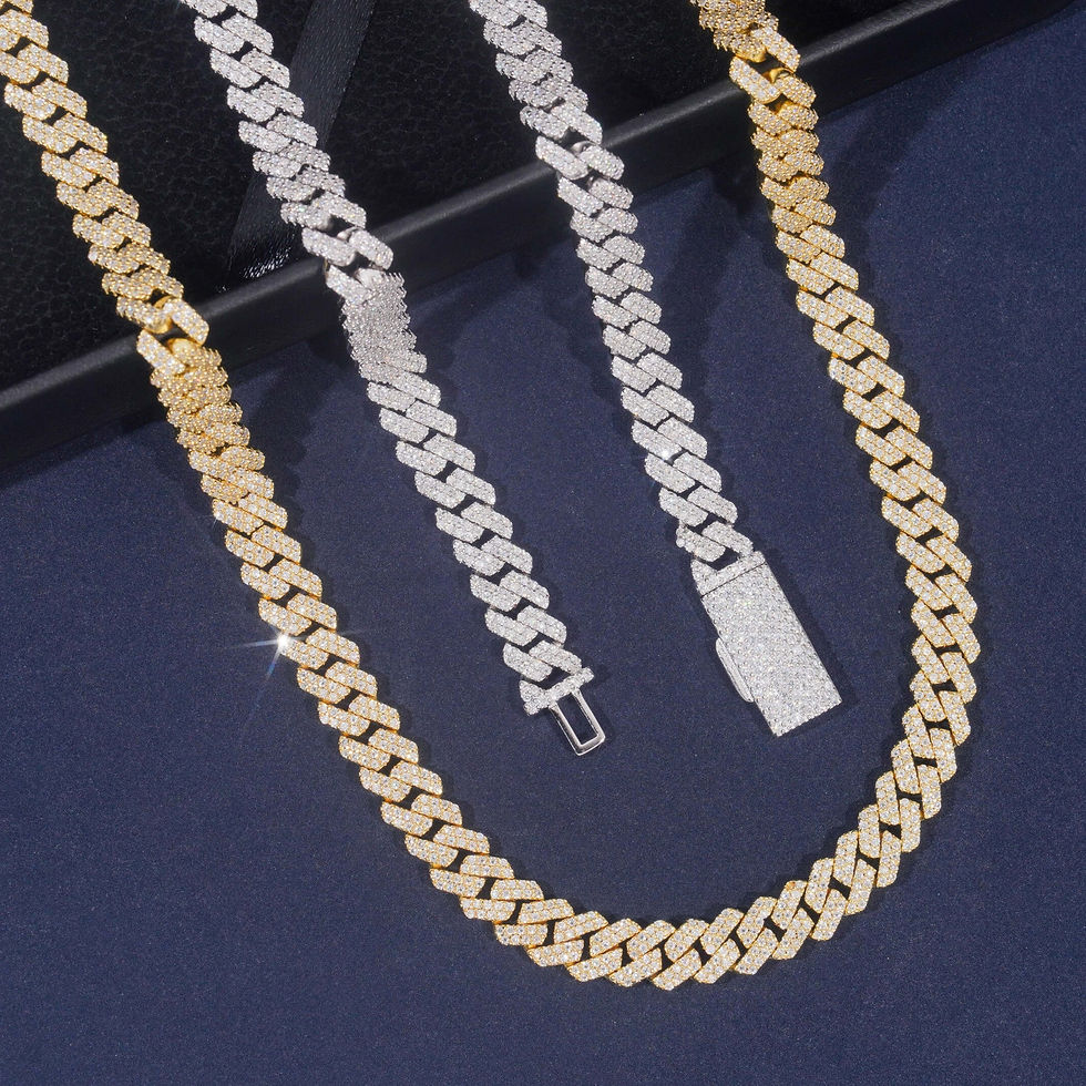 Thumbnail: 8mm Hip Hop Custom Jewelry VVS Moissanite Cuban Link Chain Necklace 925S