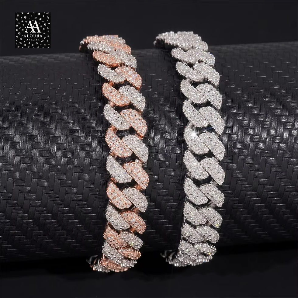 Thumbnail: 10mm Moissanite Chain Cuban Links Prong Chain Pass Diamond Tester
