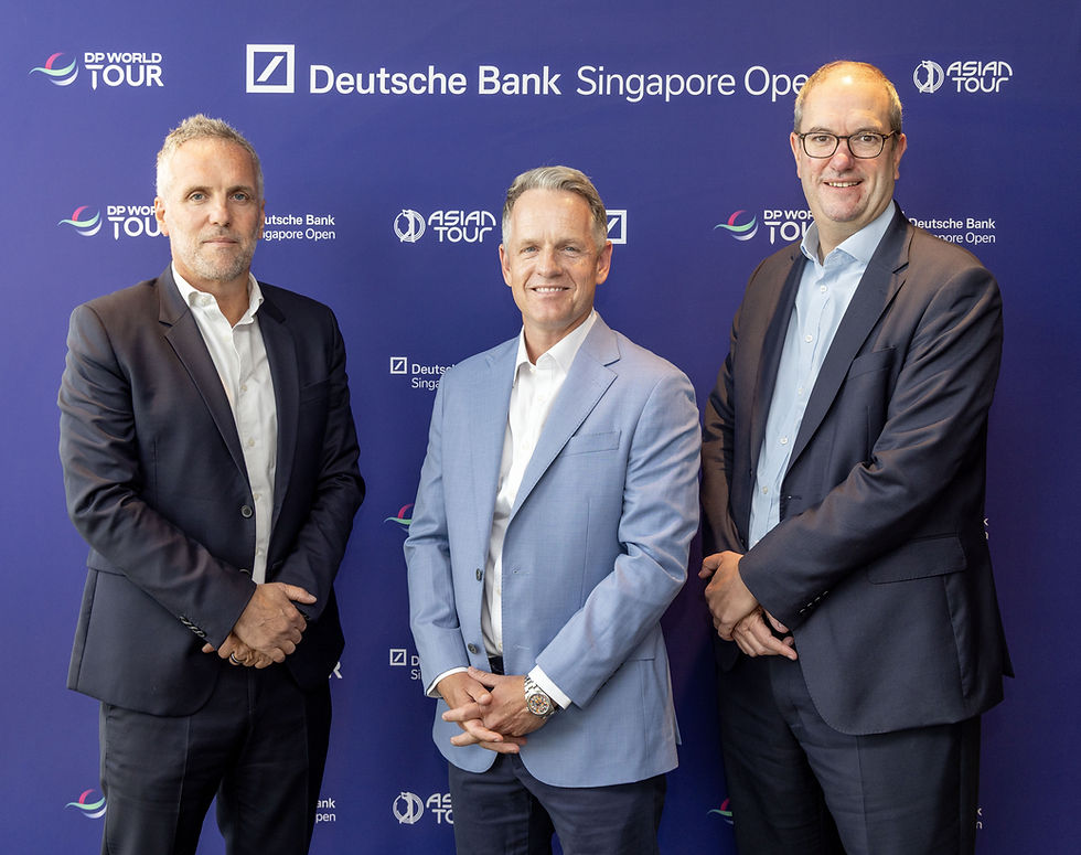 (left to right) Max Hamilton, Executive Commercial Director at the European Tour Group, Luke Donald, European Ryder Cup Captain and Julian Thurston, Head of Strategy, Marketing and Client Management at Deutsche Bank Private Bank Deutsche Bank