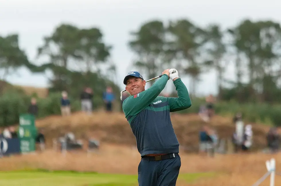Image - Padraig Harrington plays his approach to the 9th green during round one of the 2024 Senior Open presented by Rolex (Photo copyright Matt Hooper Photography)