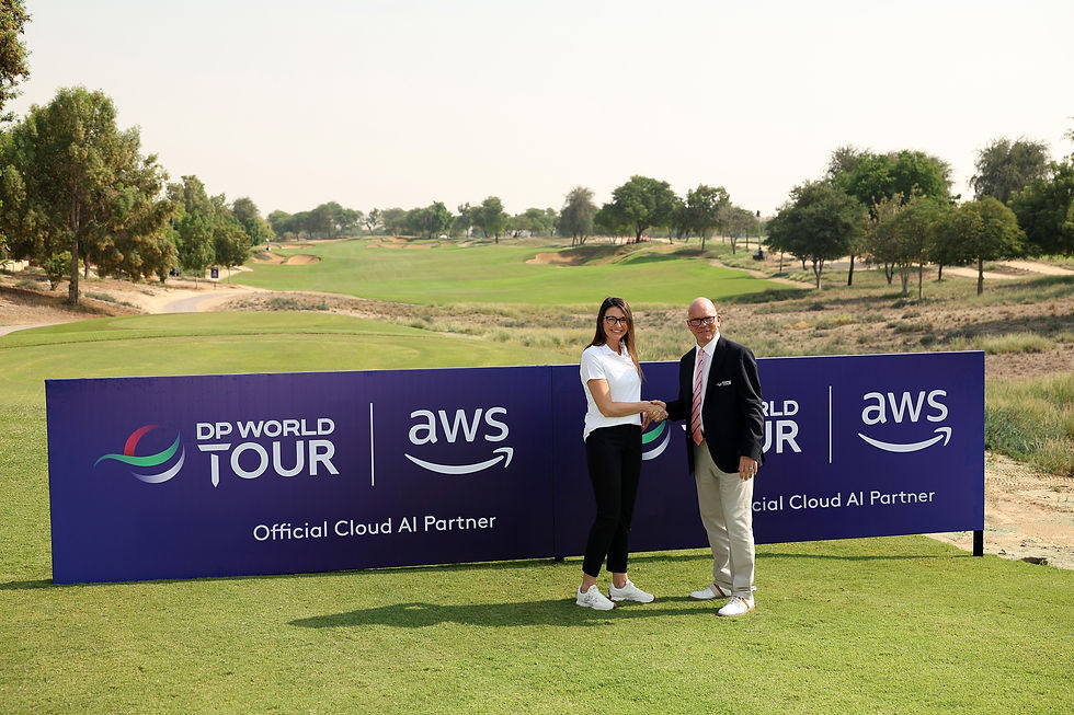 Nina Walsh, Global Leader, Industry Business Development for Media, Entertainment, Games, and Sports at AWS and Guy Kinnings, CEO of the DP World Tour Getty Images