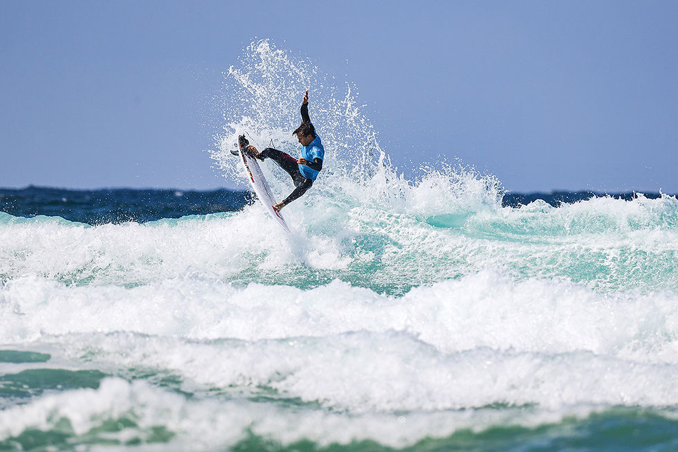 Pictured: Kai Odriozola (DEU) advanced to the Quarterfinals at the YETI Pro QS 4,000 today. Credit: © WSL / Laurent Masurel