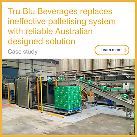 Tru Blu Beverages replaces ineffective palletising system with reliable Australian designed solution