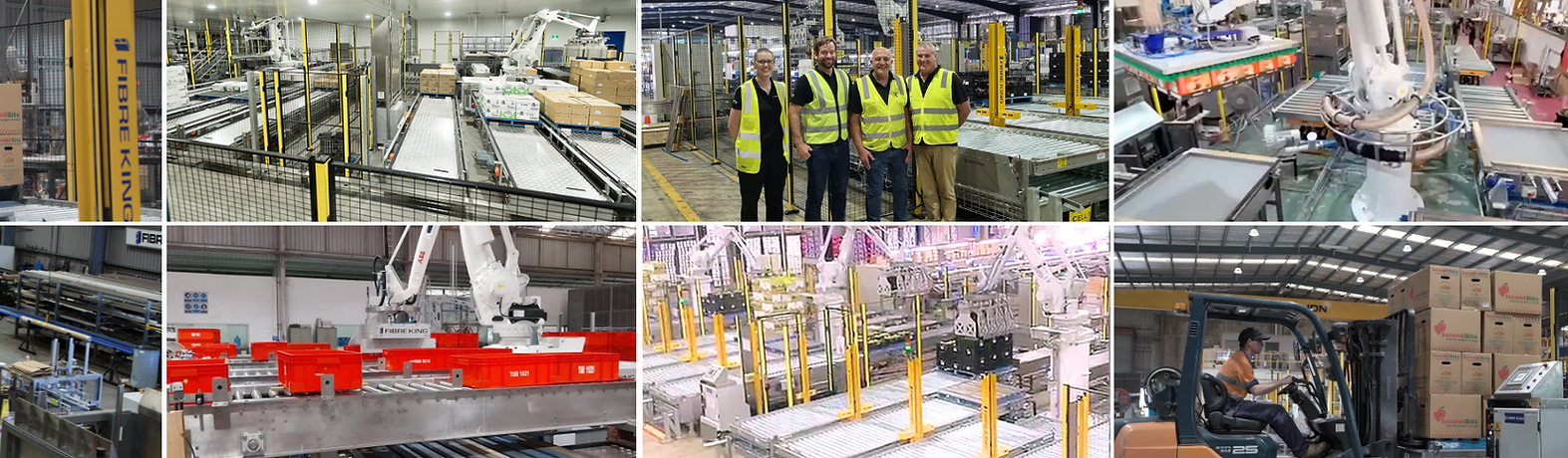 Integrated robotic palletising systems displayed across multiple projects