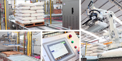 Fibre King robotic bag palletising system for 20 kg and 25 kg ingredient bags at a Victorian manufacturing facility