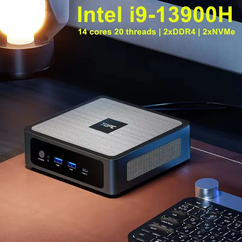 TOPC Mini PC Gamer, 13th Gen Intel Core I9-13900h/I7-13700h, 2xDDR5 RAM, 2xNVMe