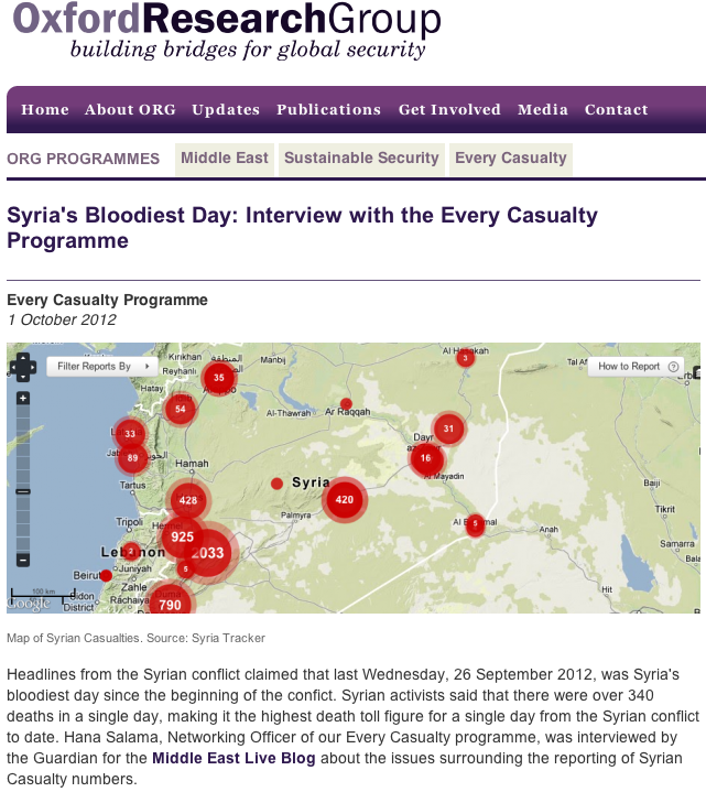 Tracking Casualties in Syria