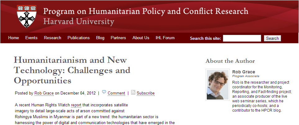 Humanitarianism and New Tech