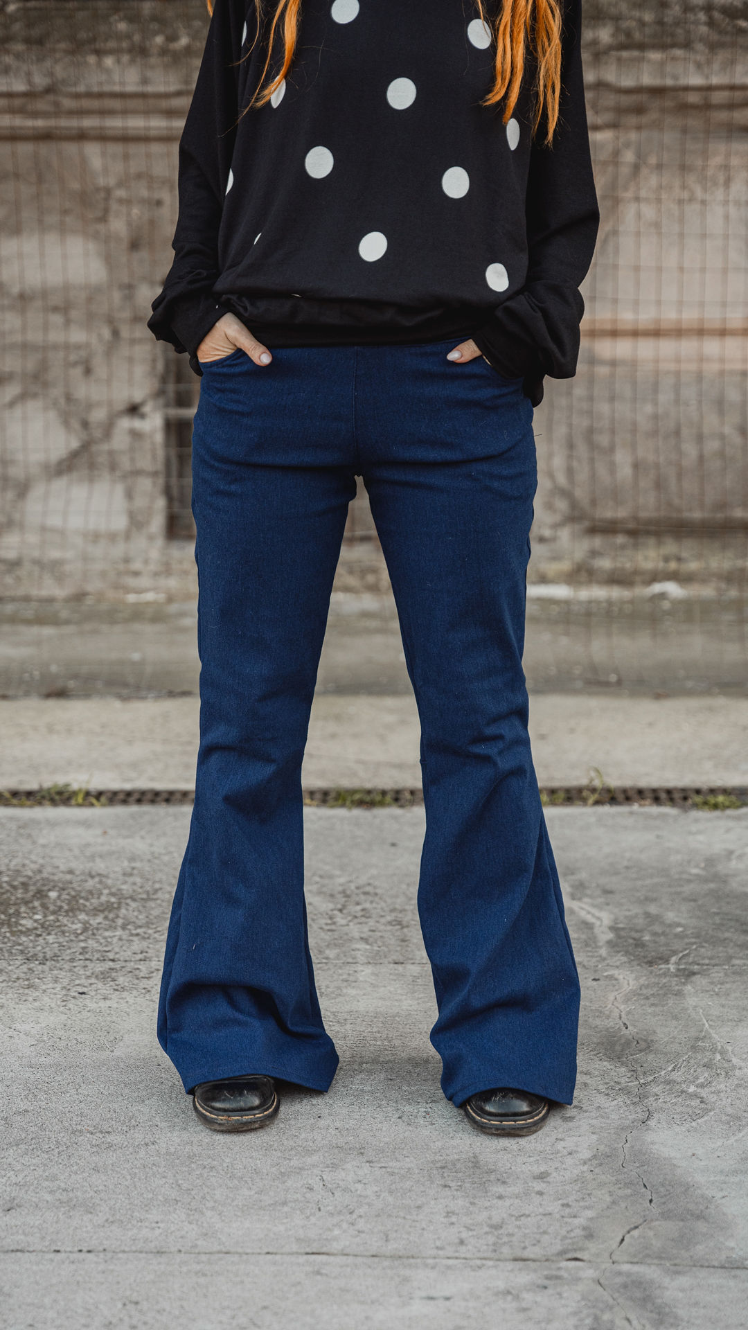 Panta FLARE DENIM Oxford