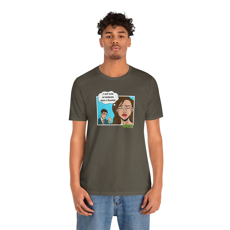 Thumbnail: Rooted "Boyfriend Scooter" Unisex Jersey Short Sleeve Tee
