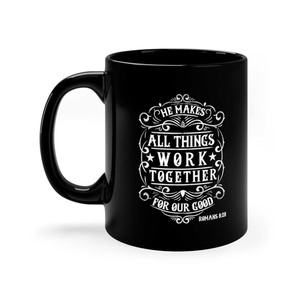 " All Things" 11oz Black Mug