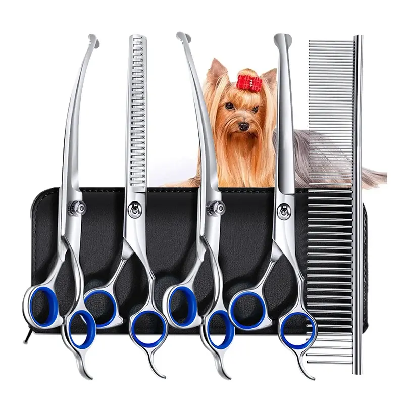 5-in-1 Professional Pet Grooming Scissors Set –Stainless Steel Safety Round Tips