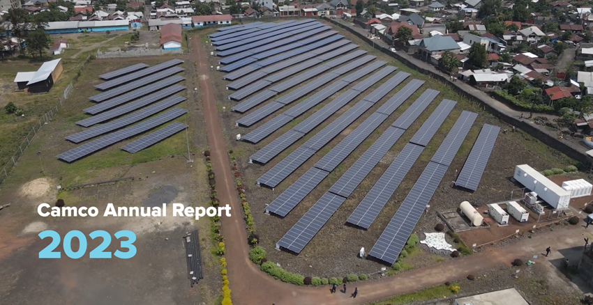 A screenshot from the homepage of Camco's 2023 annual report